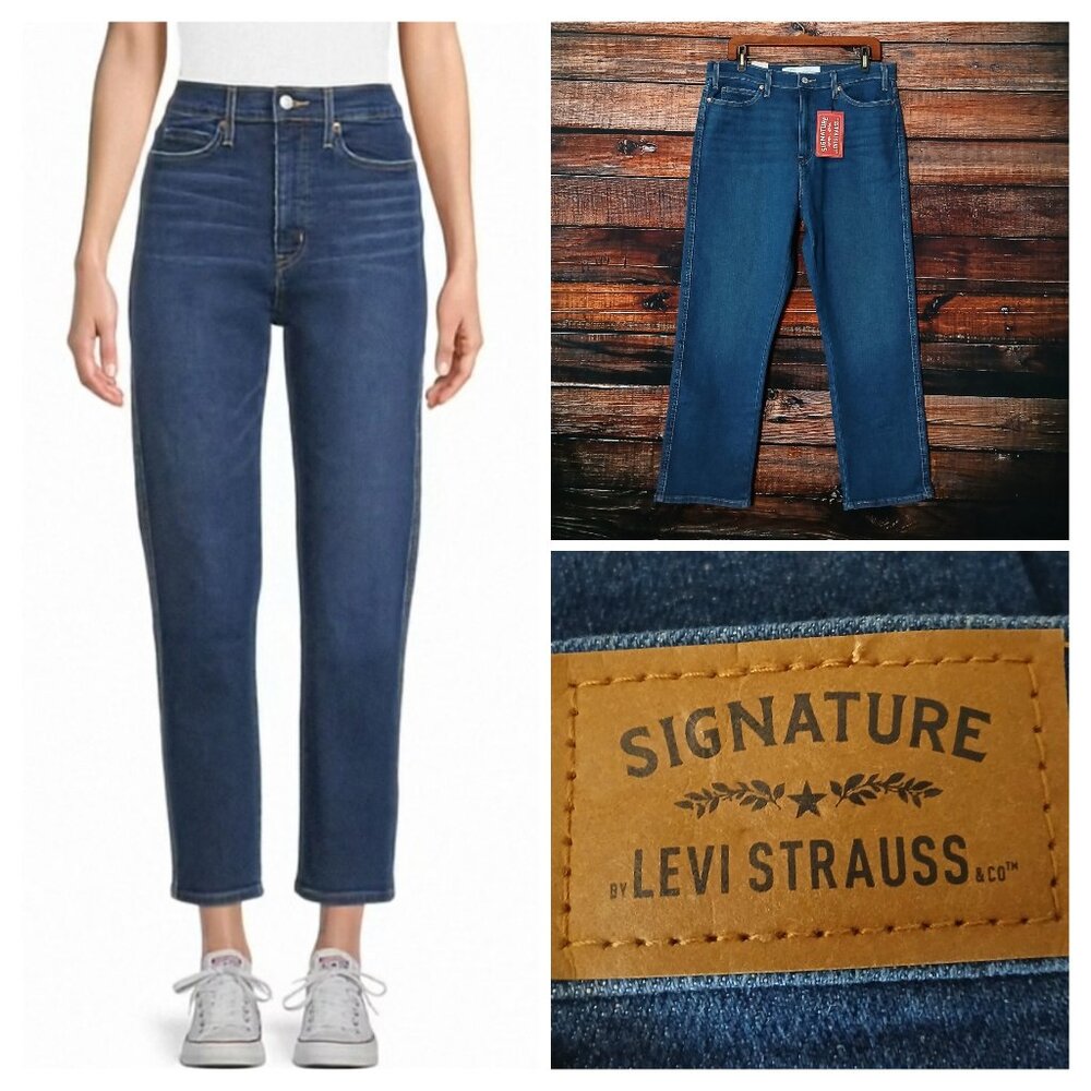 NWT Signature Levis Jeans 16 33 Heritage High Rise Straight Crop Denim Stretch